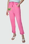 Balmain Pink cotton trousers for women - Material: 100% cotton. Closure: elastic waistband with drawstring. contrast padding. four side pockets, two patch pockets at the back. Country of manufacture: Italy. Care: specialized cleaning - photo 3