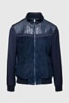 Enrico Mandelli Jacket made of wool, genuine leather and crocodile skin blue for men - Contrasting textured leather inserts. 65% wool, 25% genuine leather, 10% crocodile skin. Closure: Zipper. Two side pockets. Country of manufacture: Italy. Care: specialized cleaning - photo 1