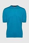 Cesare di Napoli Short sleeve jumper in silk and cotton blue for men - Short sleeve. 50% silk, 50% cotton. Country of manufacture: Italy. Care: specialized cleaning - photo 1