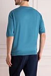 Short sleeve jumper in silk and cotton blue for men Cesare di Napoli - Short sleeve. 50% silk, 50% cotton. Country of manufacture: Italy. Care: specialized cleaning - photo 4