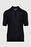 Cesare di Napoli Black silk polo for men - 100% silk. Closure: Zipper. Country of origin: Italy. Care: specialized cleaning - photo 1