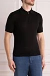 Cesare di Napoli Black silk polo for men - 100% silk. Closure: Zipper. Country of origin: Italy. Care: specialized cleaning - photo 3