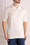 Cesare di Napoli White silk polo for men - 100% silk. Closure: Zipper. Country of manufacture: Italy. Care: specialized cleaning - photo 3