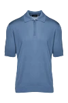 Cesare di Napoli Men's blue silk polo - 100% silk. Closure: zipper. Country of manufacture: Italy. Care: specialized cleaning - photo 1