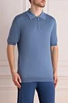 Cesare di Napoli Men's blue silk polo - 100% silk. Closure: zipper. Country of manufacture: Italy. Care: specialized cleaning - photo 3