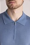 Cesare di Napoli Men's blue silk polo - 100% silk. Closure: zipper. Country of manufacture: Italy. Care: specialized cleaning - photo 5