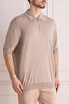 Cesare di Napoli Cotton polo beige for men - 100% cotton. Closure: Zipper. Country of manufacture: Italy. Care: specialized cleaning - photo 3