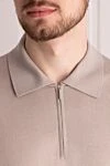 Cesare di Napoli Cotton polo beige for men - 100% cotton. Closure: Zipper. Country of manufacture: Italy. Care: specialized cleaning - photo 5