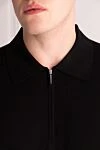 Cesare di Napoli Cotton polo black for men - 100% cotton. Closure: Zipper. Country of origin: Italy. Care: specialized cleaning - photo 5