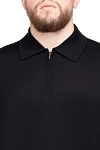 Cesare di Napoli Cotton and silk polo black for men - 50% cotton, 50% silk. Closure: Zipper. Country of origin: Italy. Care: specialized cleaning - photo 5