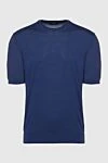 Cesare di Napoli Short sleeve jumper made of silk and cotton blue for men - Textured pattern. Short sleeve. 55% silk, 45% cotton. Country of origin: Italy. Care: specialized cleaning - photo 1