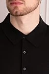 Cesare di Napoli Cotton and silk polo black for men - 50% cotton, 50% silk. Buttons. Country of origin: Italy. Care: specialized cleaning - photo 5