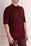 Cesare di Napoli Cotton and silk polo burgundy for men - 50% cotton, 50% silk. Buttons. Country of manufacture: Italy. Care: specialized cleaning - photo 3