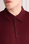 Cesare di Napoli Cotton and silk polo burgundy for men - 50% cotton, 50% silk. Buttons. Country of manufacture: Italy. Care: specialized cleaning - photo 5