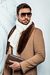 Ерлерге арналған ақ кашемир шарфы Loro Piana - қырлы. Құрамы: 100% кашемир. Шығарылған елі: Италия. Күтім: арнайы тазалау - фото 4