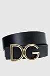 Dolce & Gabbana Қара әйелдер былғары белбеуі - логотип. Құрамы: 100% былғары.. Қысқыш: сәндік тоға. Ені: 2 см. Шығарылған елі: Италия. Күтім: арнайы тазалау - фото 1