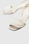 Santoni White leather sandals for women - textured selection, stitching. genuine leather. strap. Country of manufacture: Italy. Care: specialized cleaning - photo 5