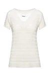 Max&Moi Longline white womens cashmere jumper with short sleeves - textured knitwear, short sleeves. 100% cashmere. Country of manufacture: Italy. Care: specialized cleaning - photo 1