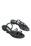 Kalliste Black leather flip-flops for women - thin straps. leather. Country of manufacture: Italy. Care: specialized cleaning - photo 3