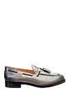 Pellettieri di Parma Gray leather loafers for men - tassels, contrast sole. heel height 2 cm. 100% leather. Country of manufacture: Italy. Care: specialized cleaning - photo 1