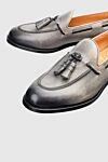 Pellettieri di Parma Gray leather loafers for men - tassels, contrast sole. heel height 2 cm. 100% leather. Country of manufacture: Italy. Care: specialized cleaning - photo 5