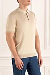 Dalmine Beige silk polo for men - 100% silk. Buttons. Country of manufacture: Italy. Care: specialized cleaning - photo 3