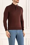 Dalmine Cotton long sleeve polo brown for men - Long sleeve. 100% cotton. Closure: Buttons. Country of manufacture: Italy. Care: specialized cleaning - photo 3