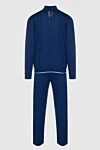 Костюм спортивный мужской из хлопка, шелка и полиамида синий Stefano Ricci - Контрастные молнии и манжеты. 48% хлопок, 44% шёлк, 8% полиамид. Кулиска, молния. Четыре боковых кармана. Страна производитель: Италия. Уход: специализированная чистка - фото 6