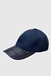 Cesare di Napoli Blue alligator and nylon cap for men - Textured leather. 50% alligator, 50% nylon. Country of manufacture: Italy. Care: specialized cleaning - photo 3