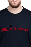 Kiton Cotton T-shirt blue for men - embroidery logo. 100% cotton. Country of origin: Italy. Care: specialized cleaning - photo 5