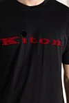 Kiton Black cotton T-shirt for men - embroidery logo. 100% cotton. Country of manufacture: Italy. Care: specialized cleaning - photo 5