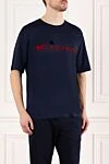 Kiton Cotton T-shirt blue for men - embroidery logo. 100% cotton. Country of manufacture: Italy. Care: specialized cleaning - photo 3