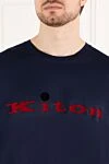 Kiton Cotton T-shirt blue for men - embroidery logo. 100% cotton. Country of manufacture: Italy. Care: specialized cleaning - photo 5