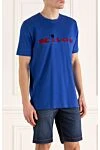 Kiton Cotton T-shirt blue for men - embroidery logo. 100% cotton. Country of manufacture: Italy. Care: specialized cleaning - photo 3