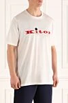 Kiton White cotton T-shirt for men - embroidery logo. 100% cotton. Country of manufacture: Italy. Care: specialized cleaning - photo 3