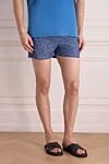 Kiton Blue polyester beach shorts for men - logo, fantasy pattern. two side, one back. 100% polyester. Closure: drawstring. Country of manufacture: Italy. Care: specialized cleaning - photo 3