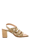 Paloma Barcelo Beige leather sandals for women - square toe. genuine leather. buckle. Heel: 7 centimeters. Country of manufacture: Italy. Care: specialized cleaning - photo 1