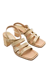 Paloma Barcelo Beige leather sandals for women - square toe. genuine leather. buckle. Heel: 7 centimeters. Country of manufacture: Italy. Care: specialized cleaning - photo 3