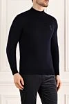 Billionaire Stand-up jumper in wool and silk, black for men - Brand logo. High collar stand. 80% wool, 20% silk. Country of manufacture: Italy. Care: specialized cleaning - photo 3