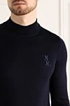 Billionaire Stand-up jumper in wool and silk, black for men - Brand logo. High collar stand. 80% wool, 20% silk. Country of manufacture: Italy. Care: specialized cleaning - photo 5