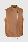 Peserico Women's brown leather vest - 100% genuine leather. Closure: zipper. two side pockets. Country of manufacture: Italy. Care: specialized cleaning - photo 1