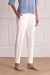 Peserico White viscose trousers for women - two pockets. 97% viscose, 3% elastane. elastic belt. Country of manufacture: Italy. Care: specialized cleaning - photo 3