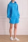 MSGM Костюм с шортами из хлопка голубой женский - контрастный принт. капюшон. 100% хлопок. кулиска . два боковых кармана. Страна производитель: Италия. Уход: специализированная чистка - фото 3