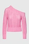 MSGM Pink cotton jumper for women - textured knit, on one shoulder. 100% cotton. Country of manufacture: Italy. Care: specialized cleaning - photo 1