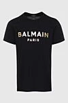 Balmain Футболка из хлопка черная мужская - набивка логотипа бренда. 100% хлопок. Страна производитель: Франция. Уход: специализированная чистка - фото 1