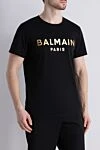 Balmain Футболка из хлопка черная мужская - набивка логотипа бренда. 100% хлопок. Страна производитель: Франция. Уход: специализированная чистка - фото 3