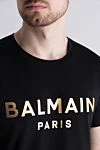 Balmain Футболка из хлопка черная мужская - набивка логотипа бренда. 100% хлопок. Страна производитель: Франция. Уход: специализированная чистка - фото 5