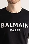 Balmain Футболка из хлопка черная мужская - набивка логотипа бренда. 100% хлопок. Страна производитель: Франция. Уход: специализированная чистка - фото 5