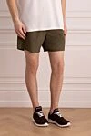 Loro Piana Men's green polyester beach shorts - one back. 100% polyester. Closure: drawstring. Country of manufacture: Italy. Care: specialized cleaning - photo 3