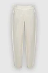 White viscose and linen trousers for women Brunello Cucinelli - two back pockets. viscose, linen. elastic belt. Country of origin: Italy. Care: specialized cleaning - photo 6